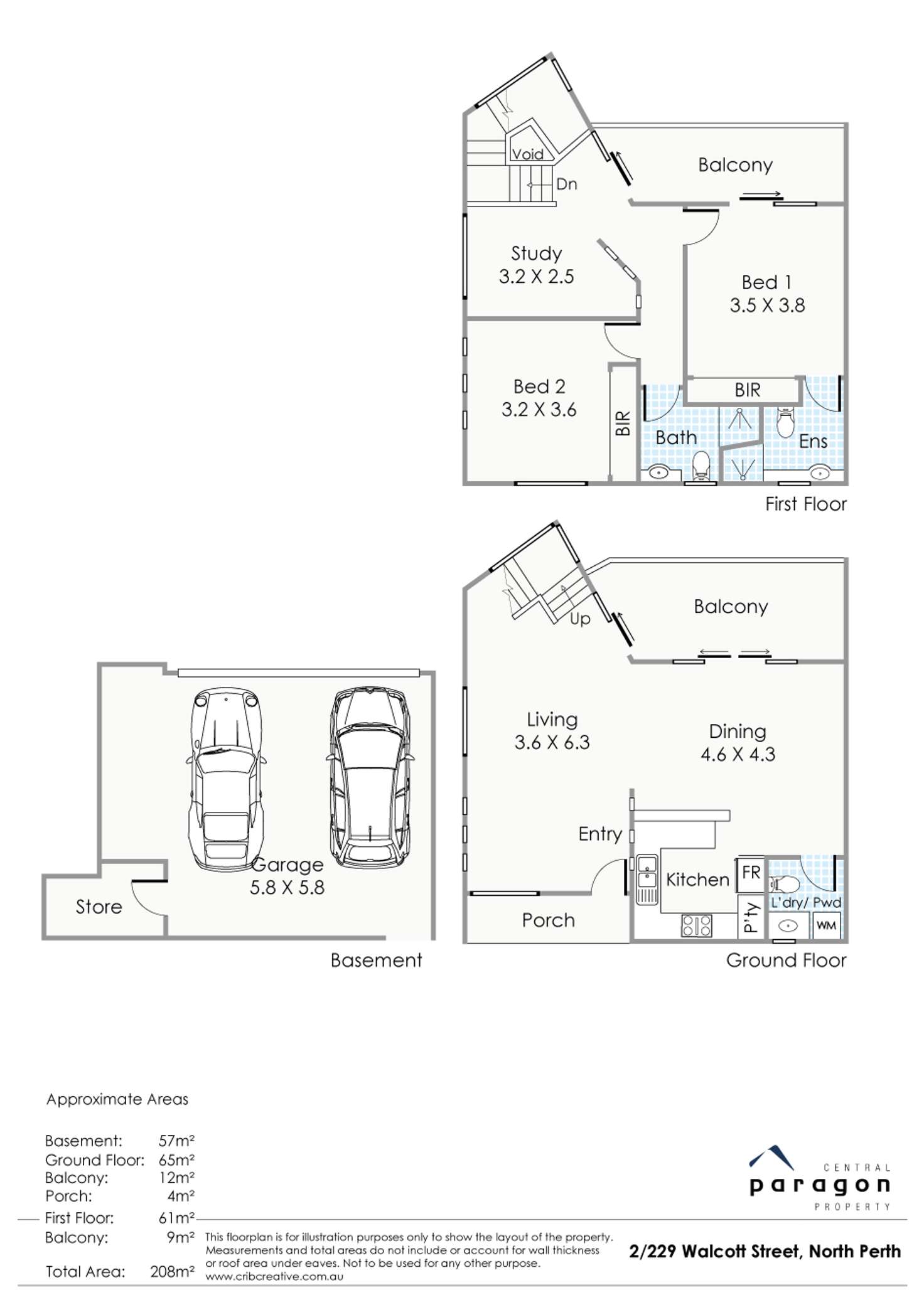 Floorplan of Homely unit listing, 2/229 Walcott Street, North Perth WA 6006