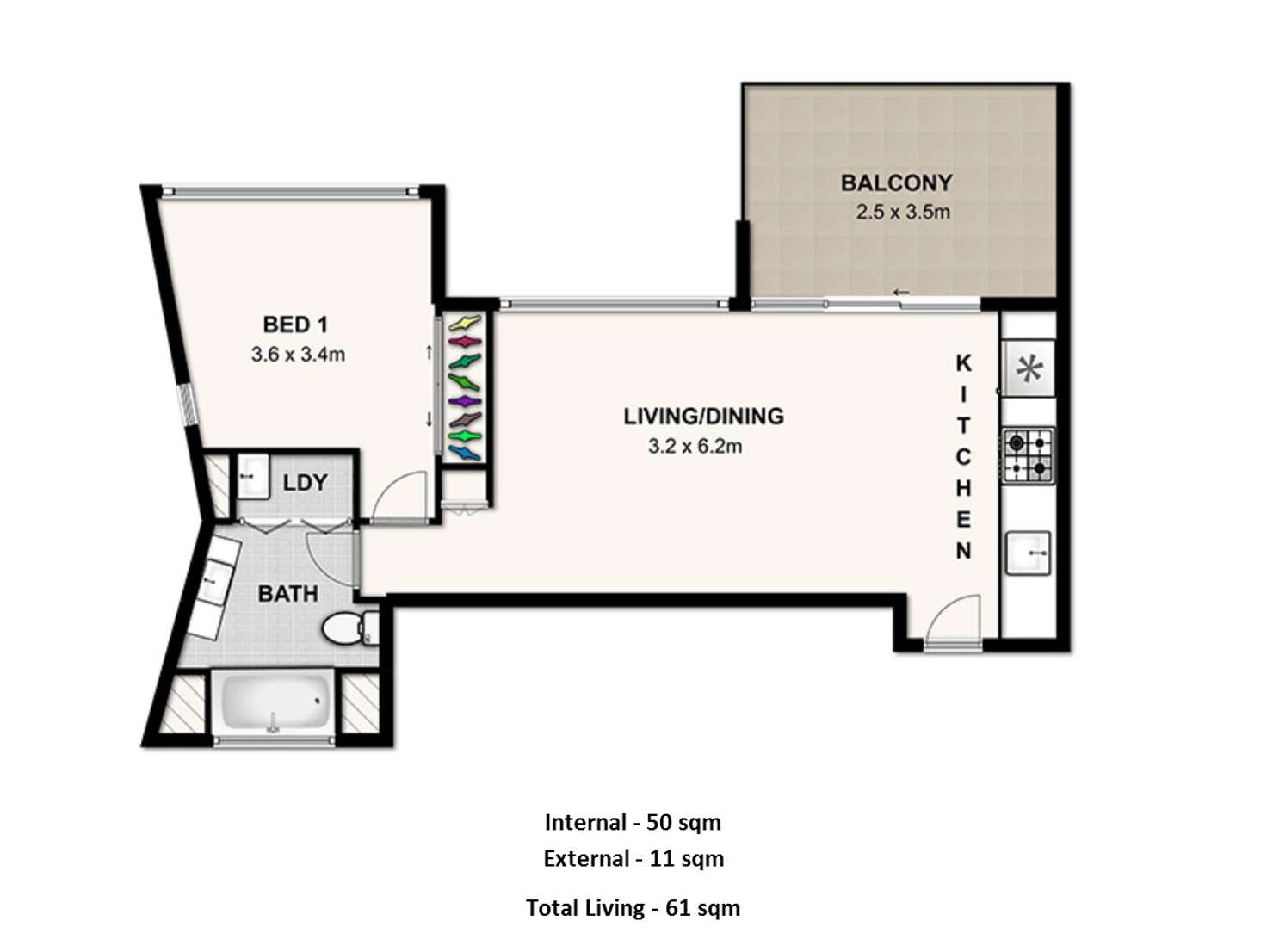 Floorplan of Homely apartment listing, 195/30 Macrossan Street, Brisbane City QLD 4000