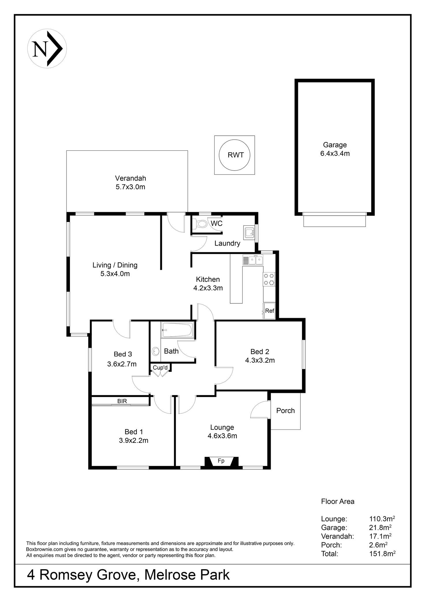 Floorplan of Homely house listing, 4 Romsey Grove, Melrose Park SA 5039