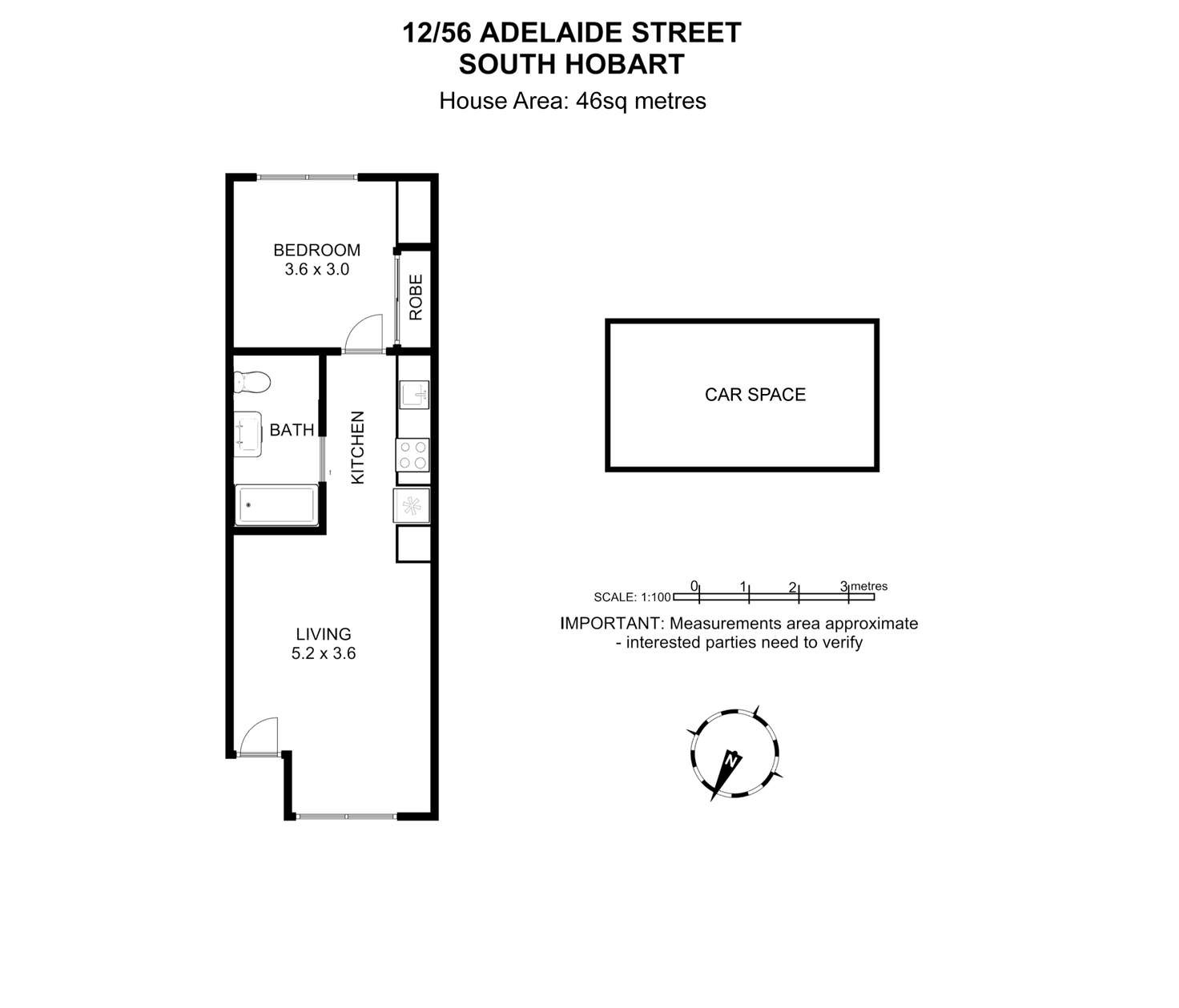 Floorplan of Homely apartment listing, 12/56 Adelaide Street, South Hobart TAS 7004