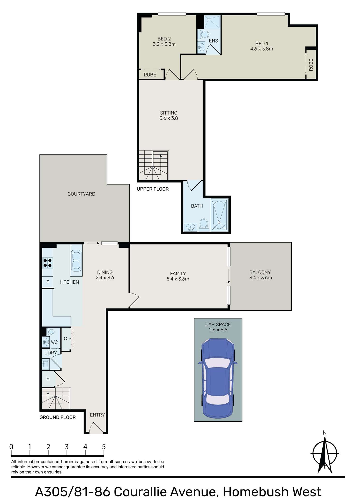 Floorplan of Homely unit listing, A305/81-86 COURALLIE AVENUE, Homebush West NSW 2140