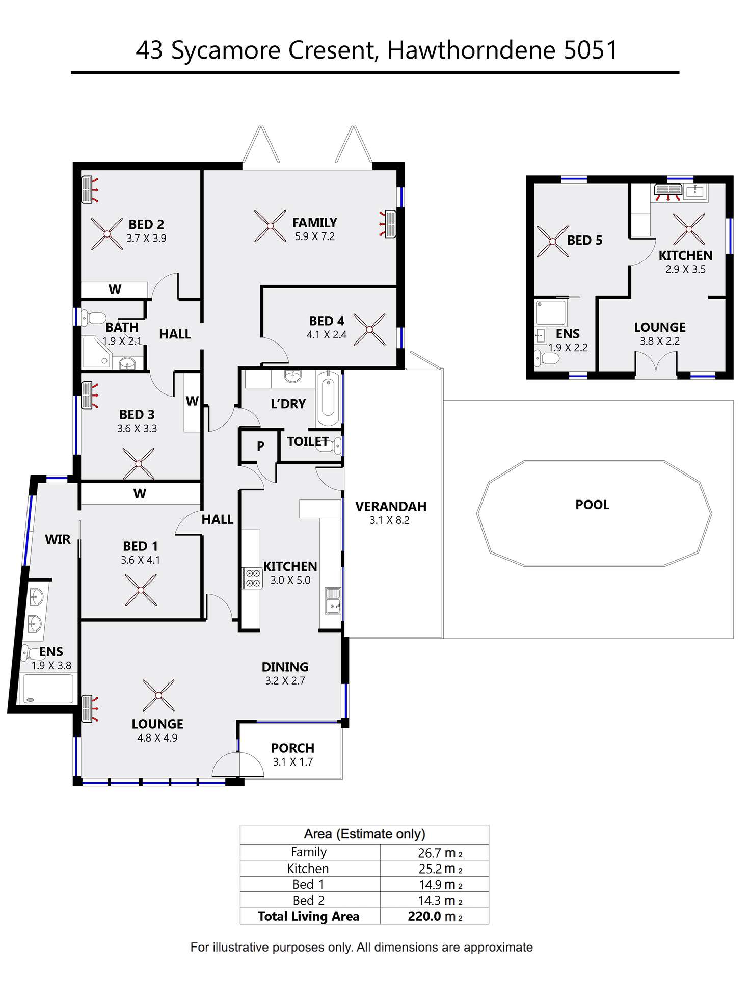 Floorplan of Homely house listing, 43 Sycamore Crescent, Hawthorndene SA 5051