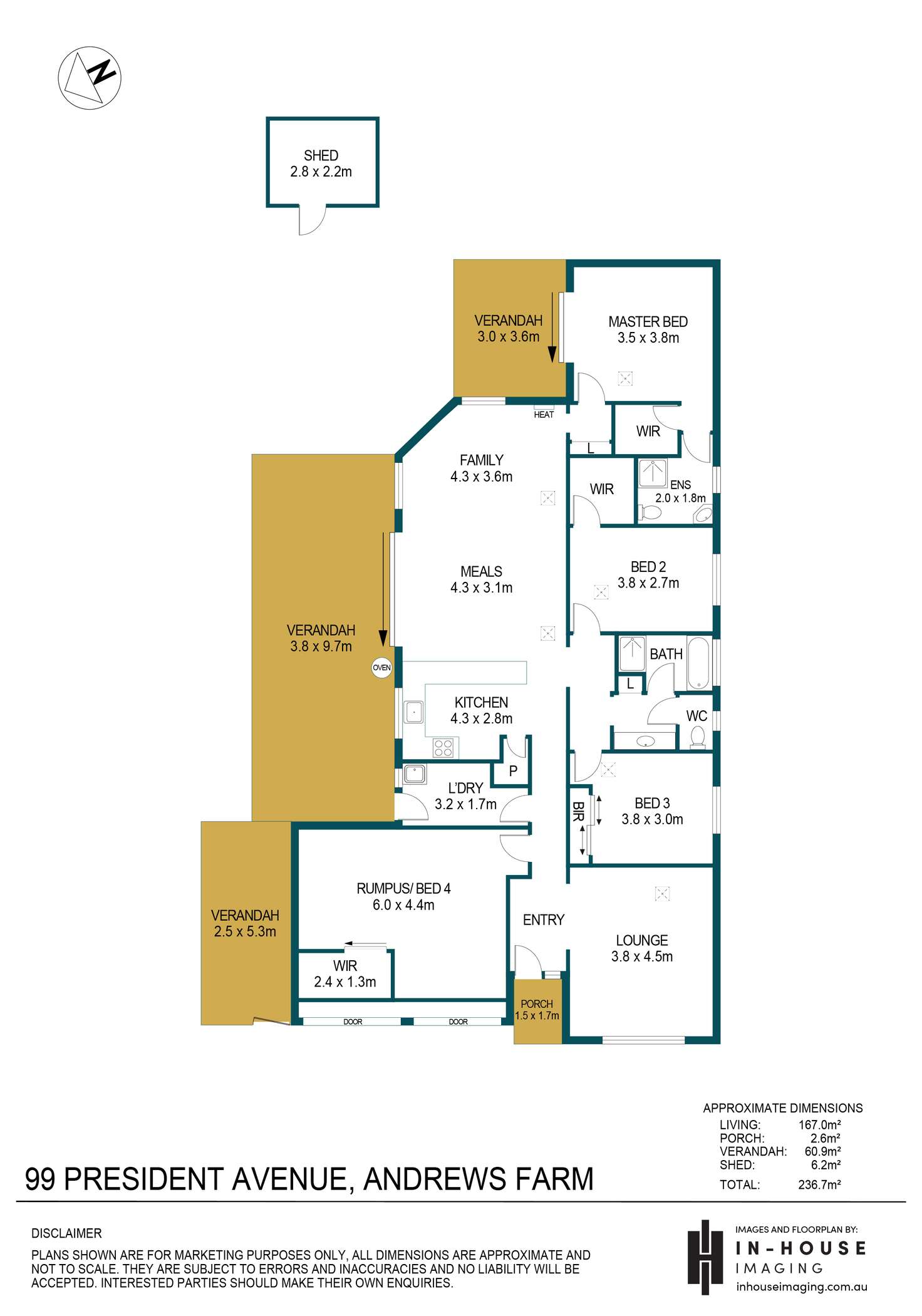Floorplan of Homely house listing, 99 President Avenue, Andrews Farm SA 5114