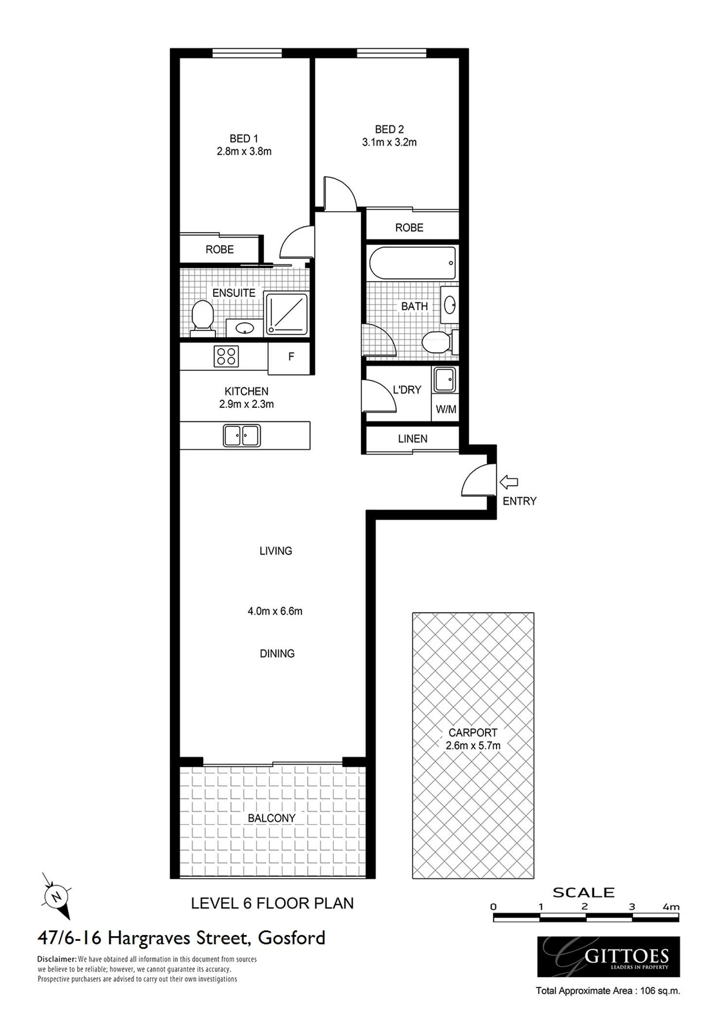 Floorplan of Homely unit listing, 47/6-16 Hargraves Street, Gosford NSW 2250