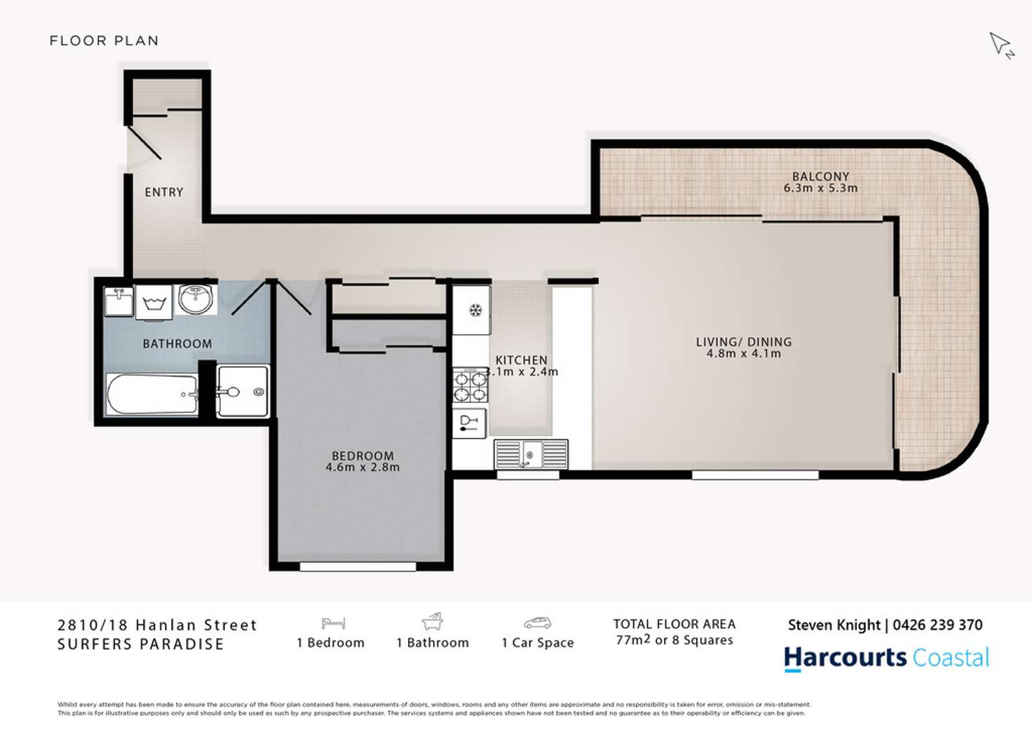Floorplan of Homely apartment listing, 2810/18 Hanlan Street, Surfers Paradise QLD 4217