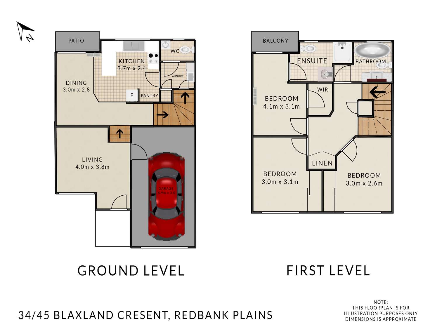 Floorplan of Homely townhouse listing, 34/54 Blaxland Crescent, Redbank Plains QLD 4301