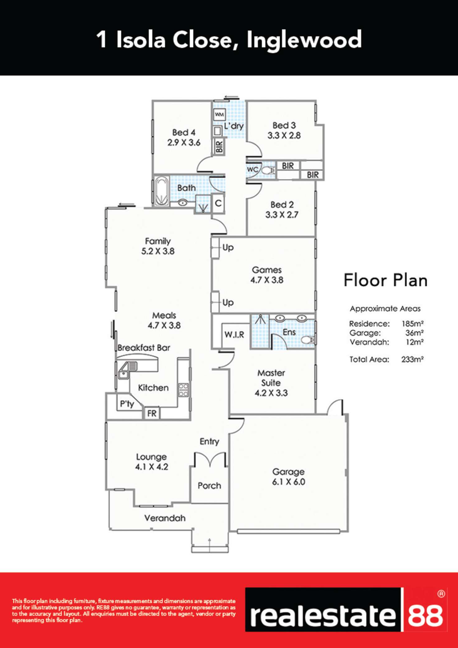 Floorplan of Homely house listing, 1 Isola Close, Inglewood WA 6052