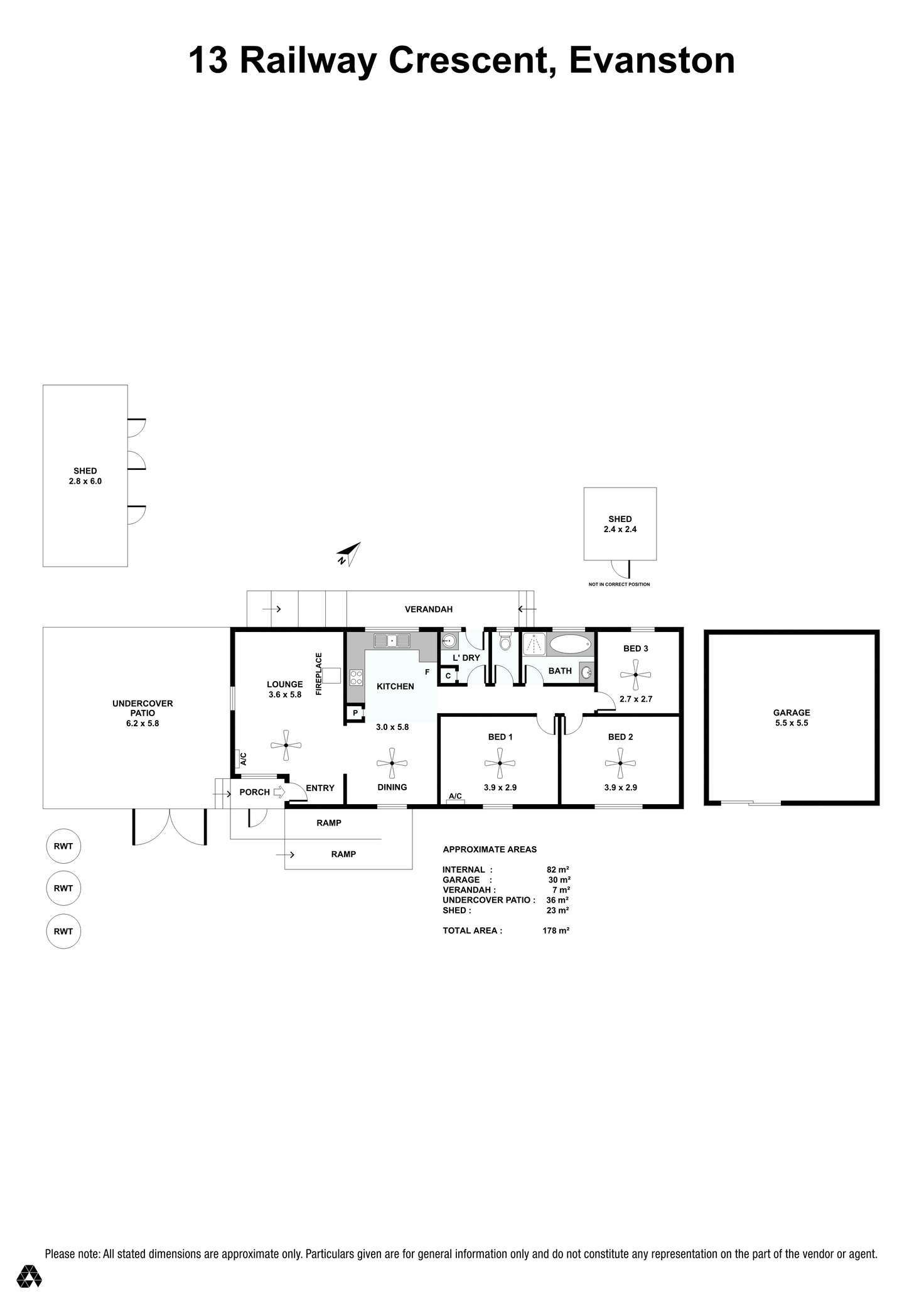 Floorplan of Homely house listing, 13 Railway Crescent, Evanston SA 5116