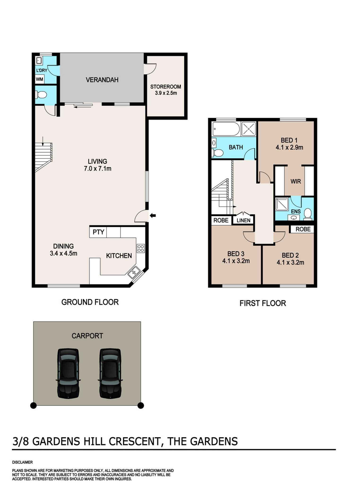Floorplan of Homely townhouse listing, 3/8 Gardens Hill Crescent, The Gardens NT 820