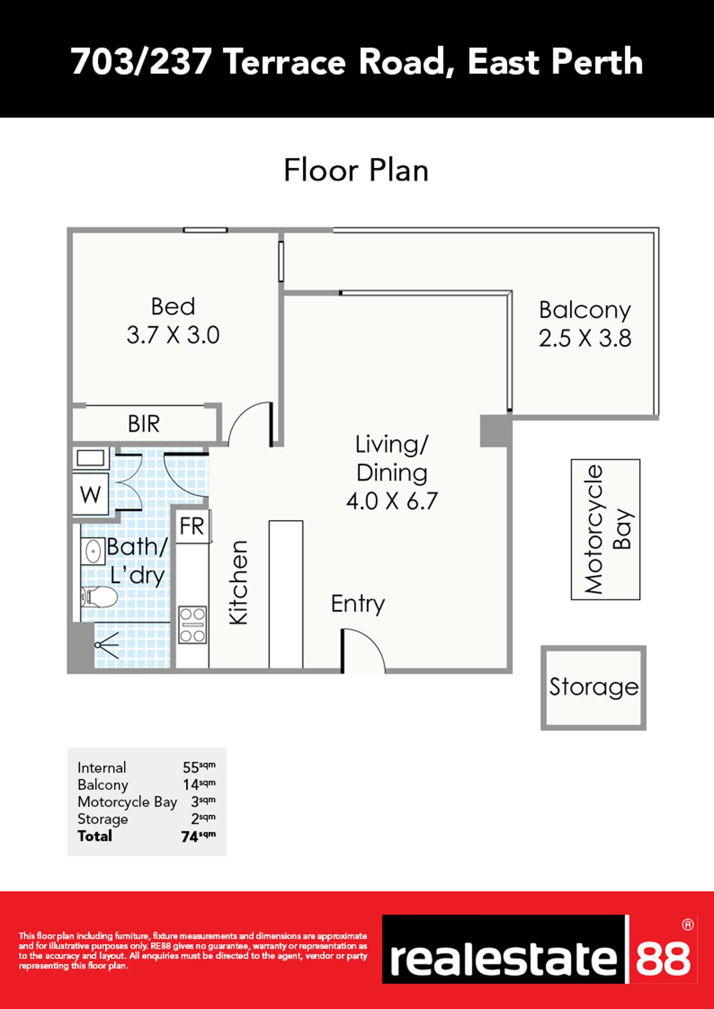 Floorplan of Homely apartment listing, 703/237 Adelaide Terrace, Perth WA 6000