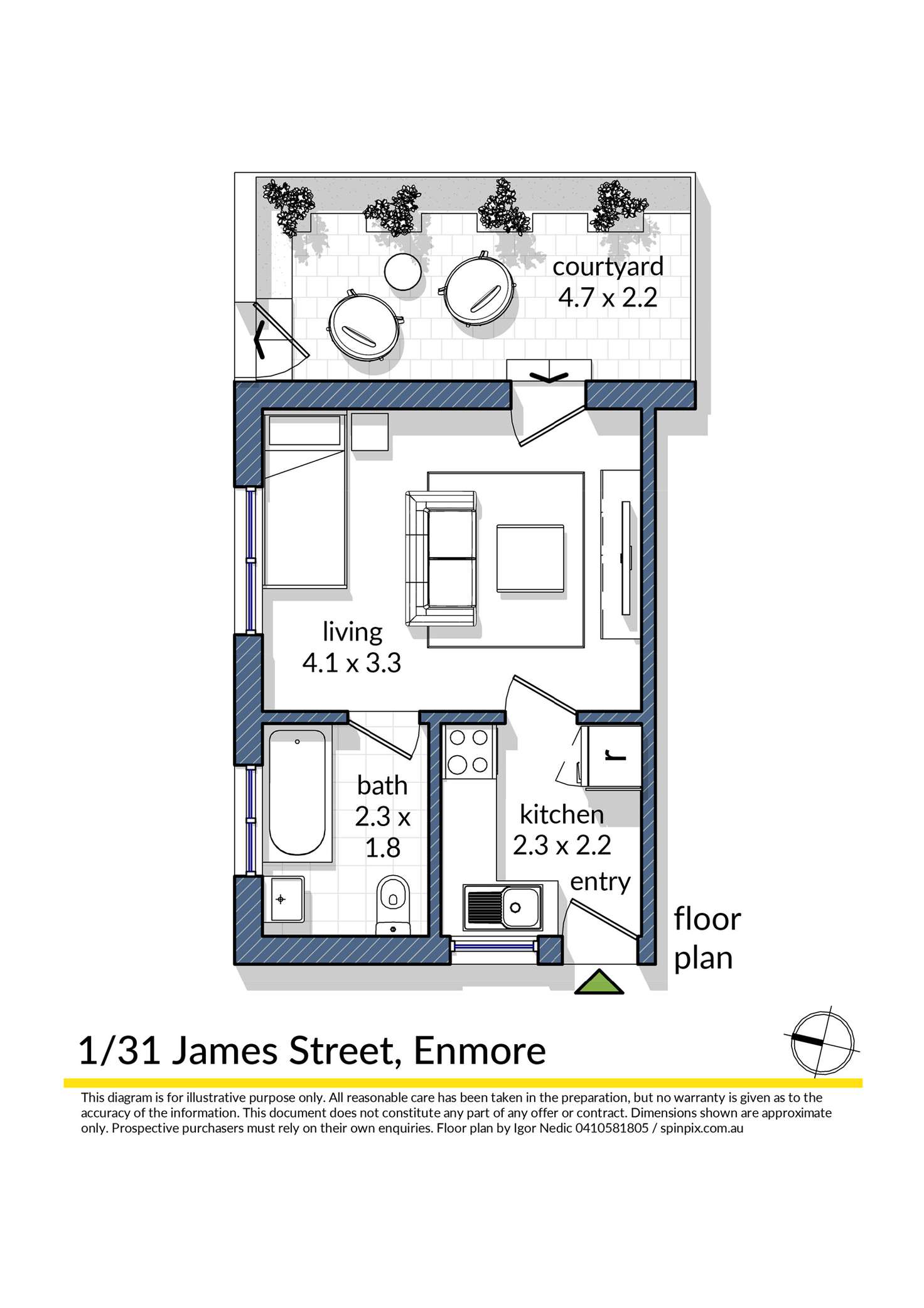 Floorplan of Homely studio listing, 1/31 James Street, Enmore NSW 2042