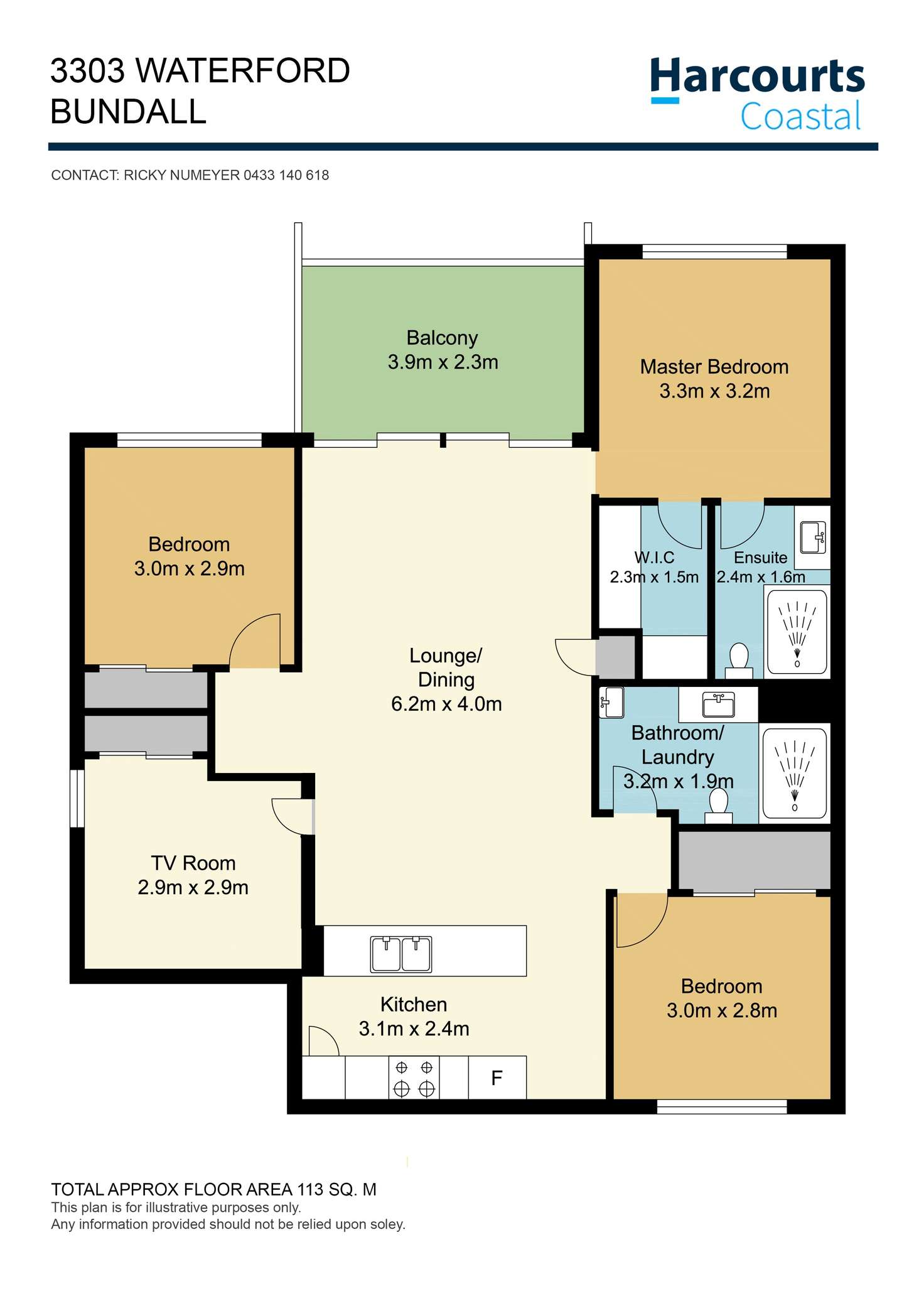 Floorplan of Homely apartment listing, 3303/1-7 Waterford Court, Bundall QLD 4217