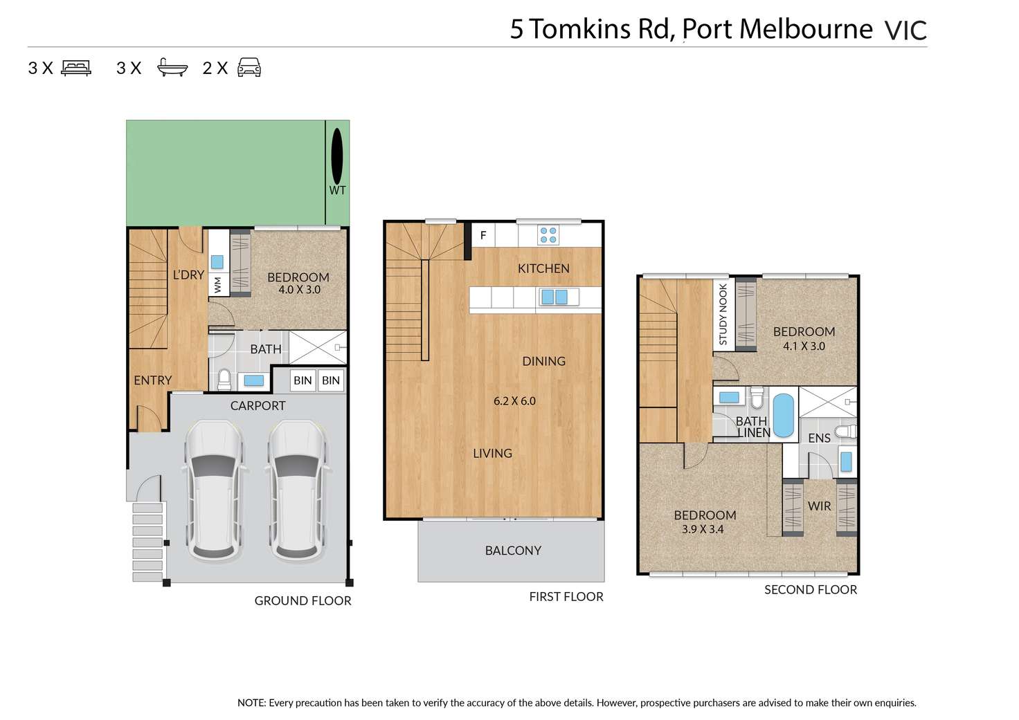 Floorplan of Homely townhouse listing, 5 Tomkins Road, Port Melbourne VIC 3207