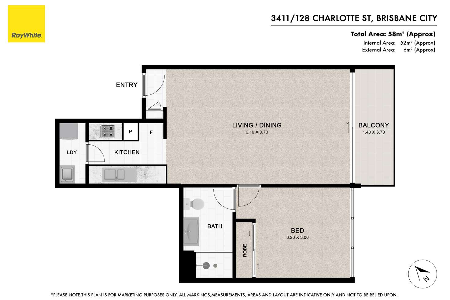 Floorplan of Homely apartment listing, 3411/128 Charlotte St, Brisbane City QLD 4000