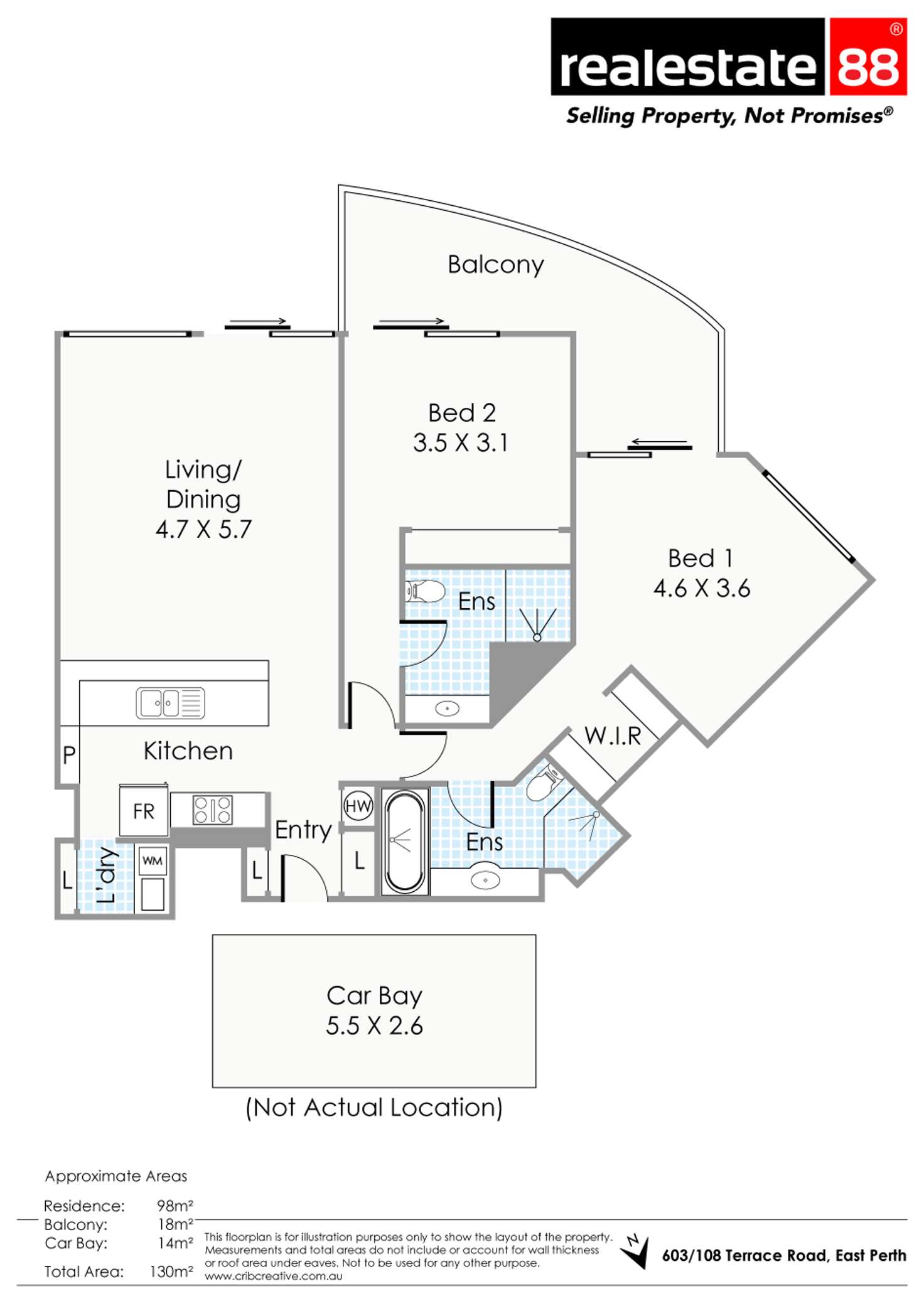 Floorplan of Homely apartment listing, 603/108 Terrace Road, East Perth WA 6004