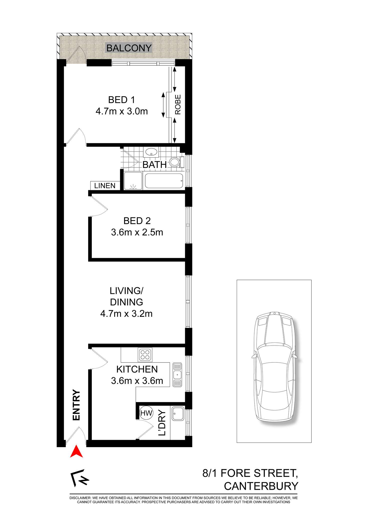 Floorplan of Homely apartment listing, 8/1 Fore Street, Canterbury NSW 2193
