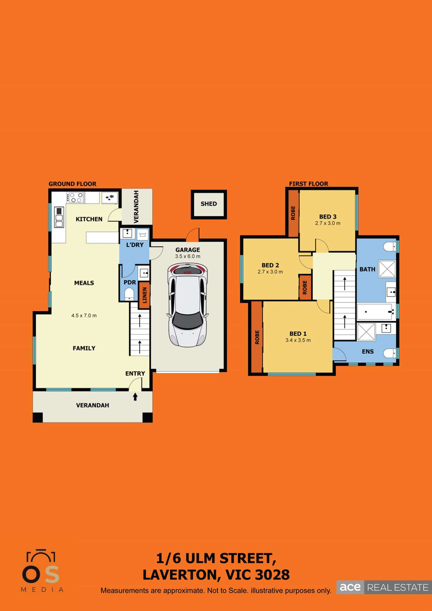 Floorplan of Homely townhouse listing, 1/6 Ulm Street, Laverton VIC 3028