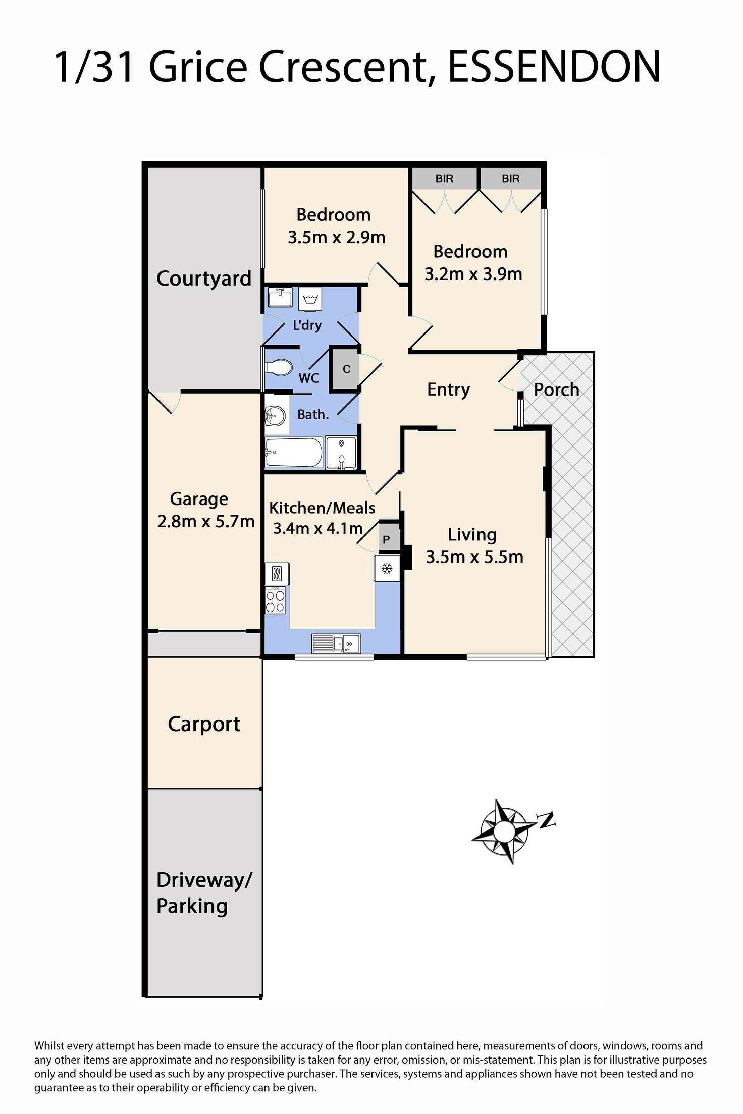 Floorplan of Homely villa listing, 1/31 Grice Crescent, Essendon VIC 3040