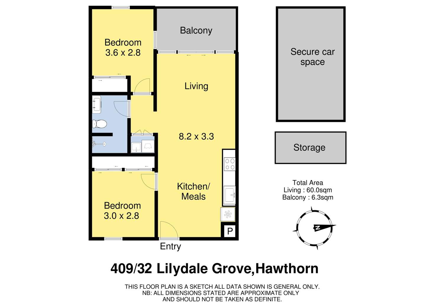 Floorplan of Homely apartment listing, 409/32 Lilydale Grove, Hawthorn East VIC 3123