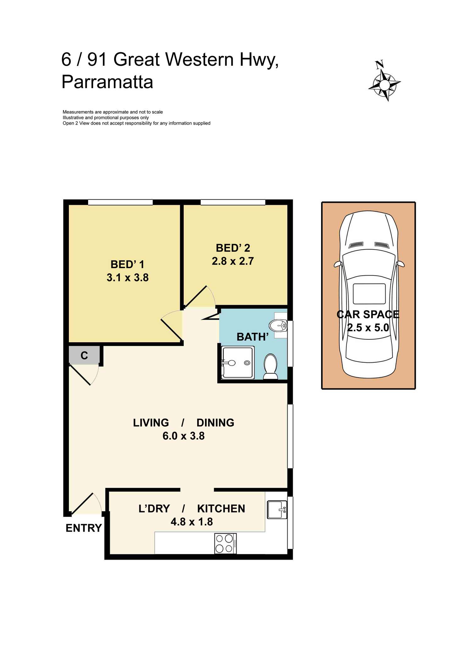 Floorplan of Homely apartment listing, 6/91 Great Western Highway, Parramatta NSW 2150