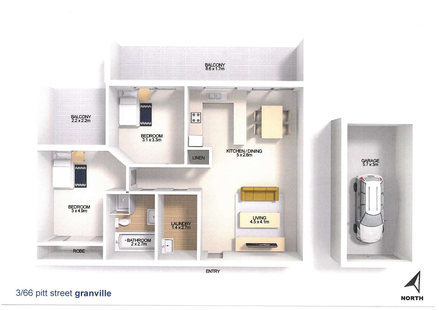 Floorplan of Homely apartment listing, 3/ 66 PITT STREET, Granville NSW 2142