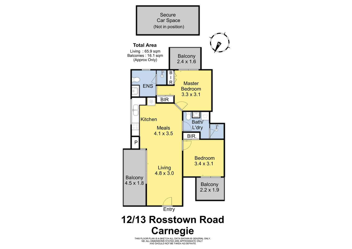 Floorplan of Homely apartment listing, 12/13 Rosstown Road, Carnegie VIC 3163