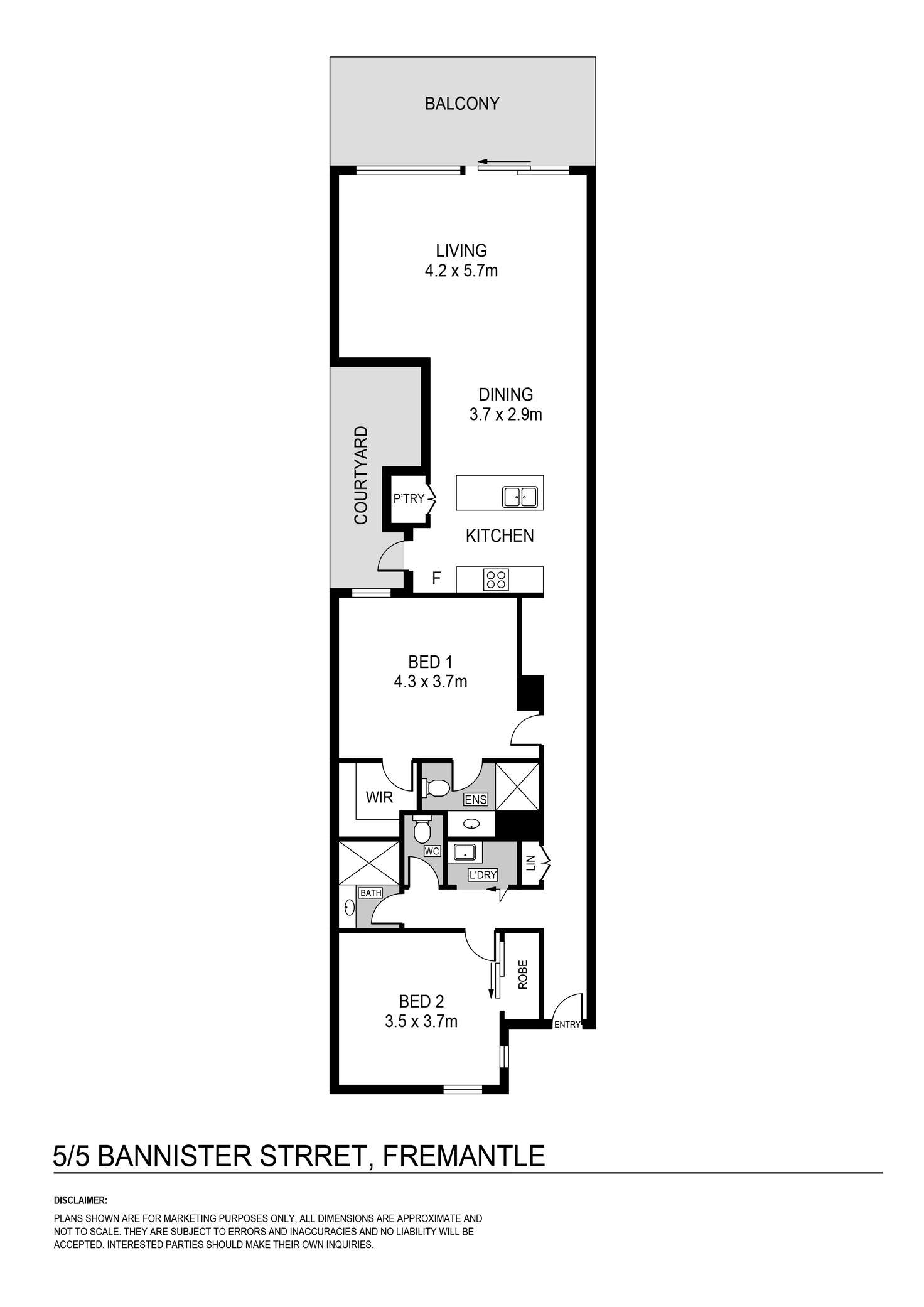 Floorplan of Homely apartment listing, 5/5 Bannister Street, Fremantle WA 6160