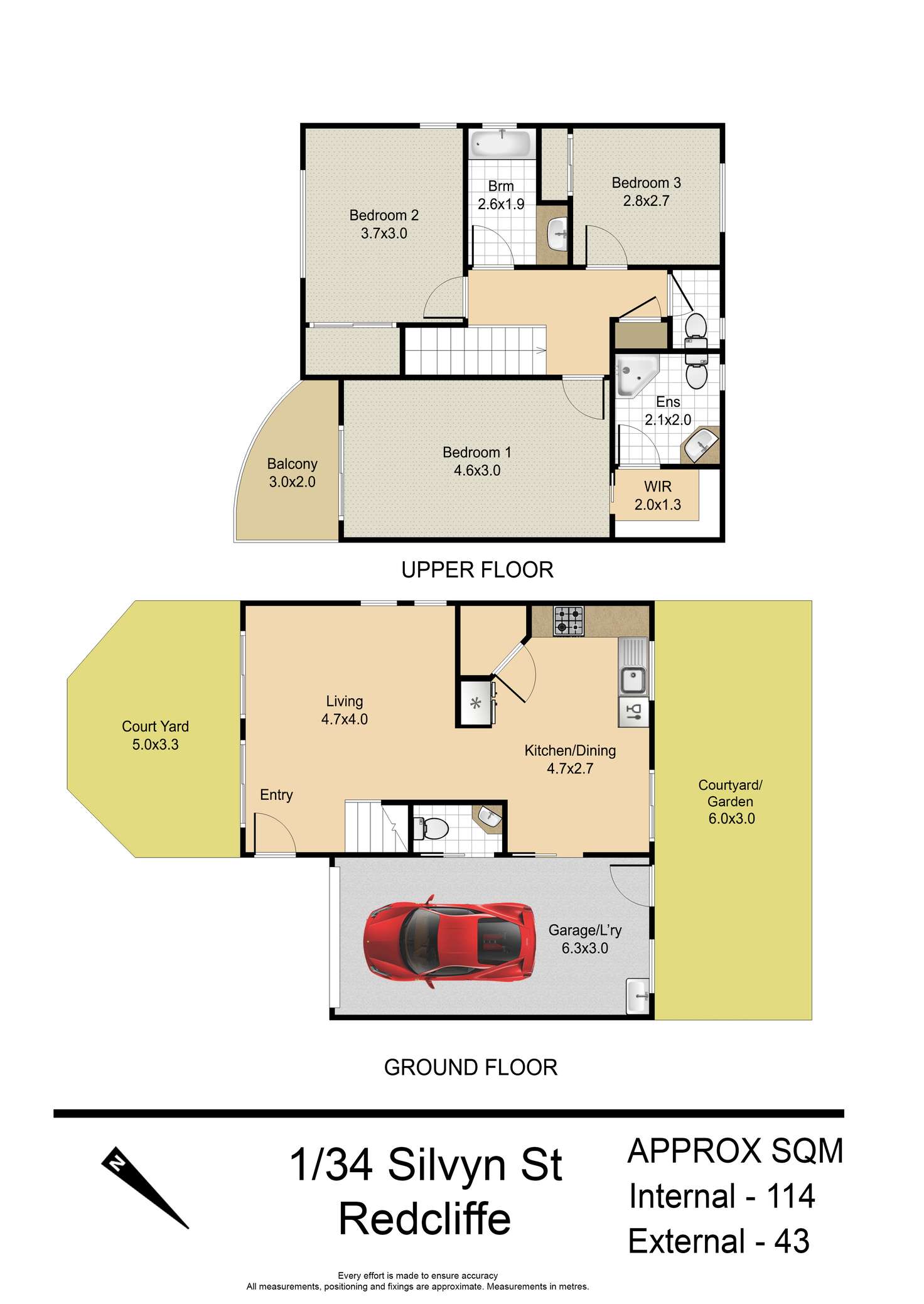Floorplan of Homely townhouse listing, 1/34 Silvyn Street, Redcliffe QLD 4020