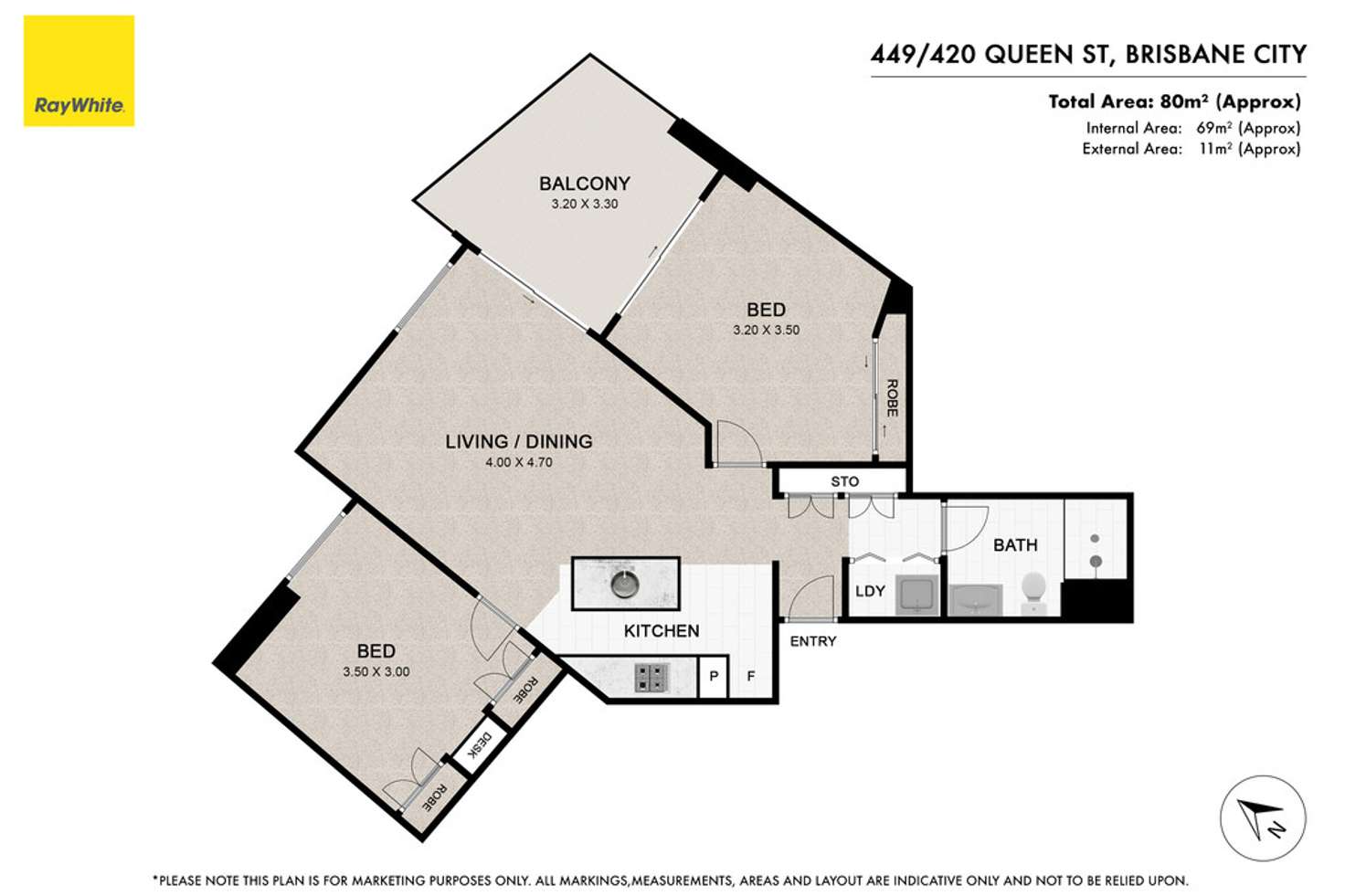 Floorplan of Homely apartment listing, 449/420 Queen Street, Brisbane City QLD 4000