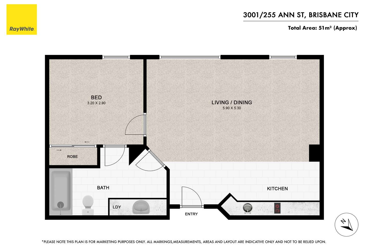 Floorplan of Homely apartment listing, 3001/255 Ann Street, Brisbane City QLD 4000