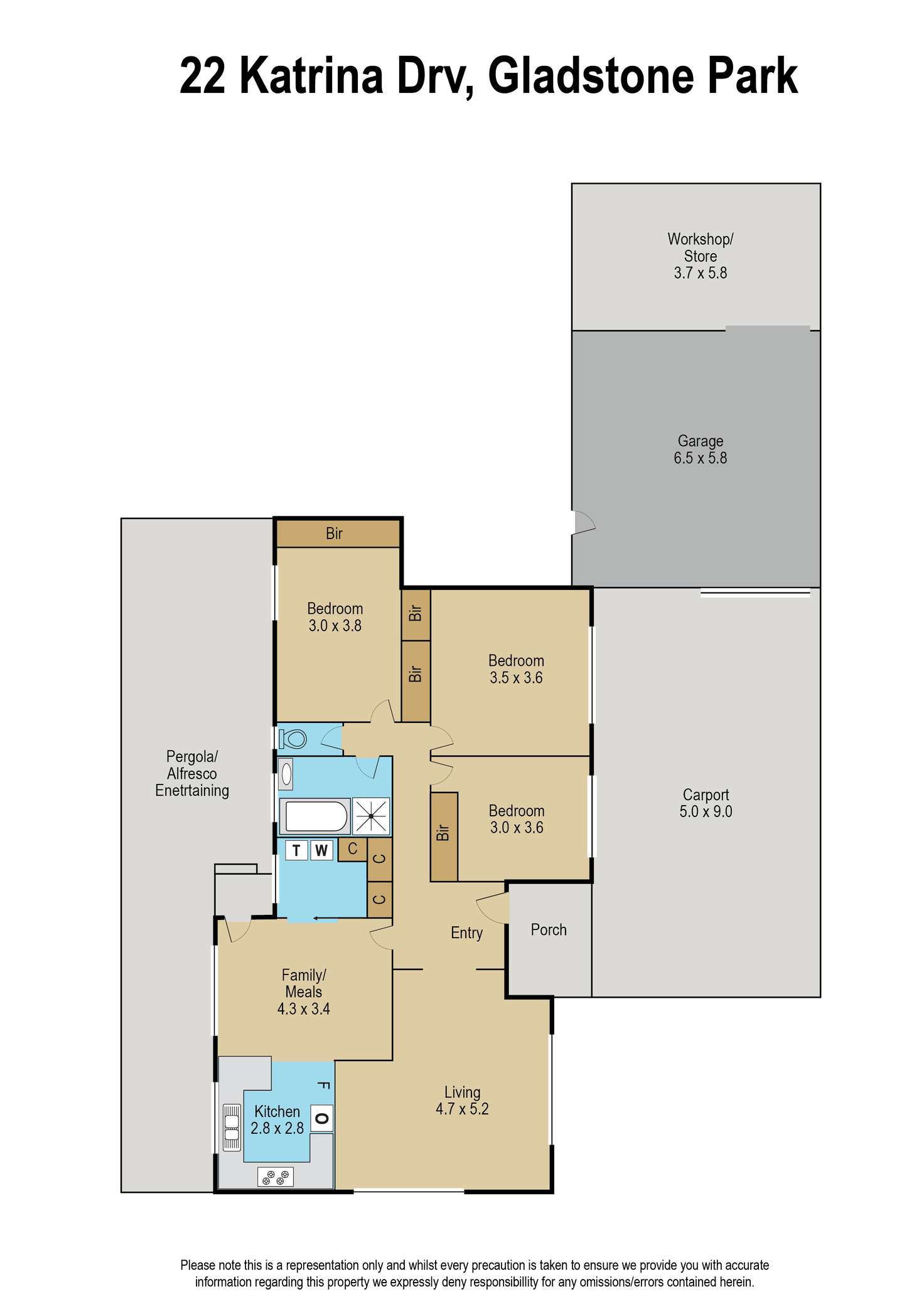 Floorplan of Homely house listing, 22 Katrina Drive, Gladstone Park VIC 3043