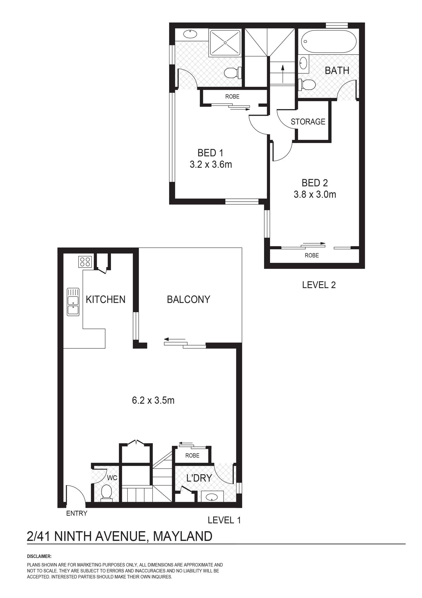 Floorplan of Homely townhouse listing, 2/41 Ninth Avenue, Maylands WA 6051