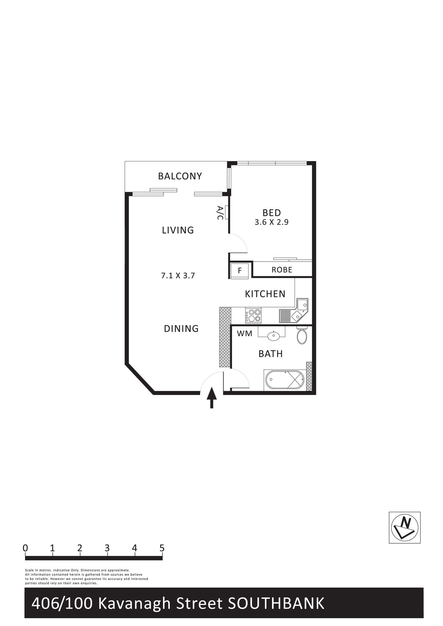 Floorplan of Homely apartment listing, 406/100 Kavanagh Street, Southbank VIC 3006