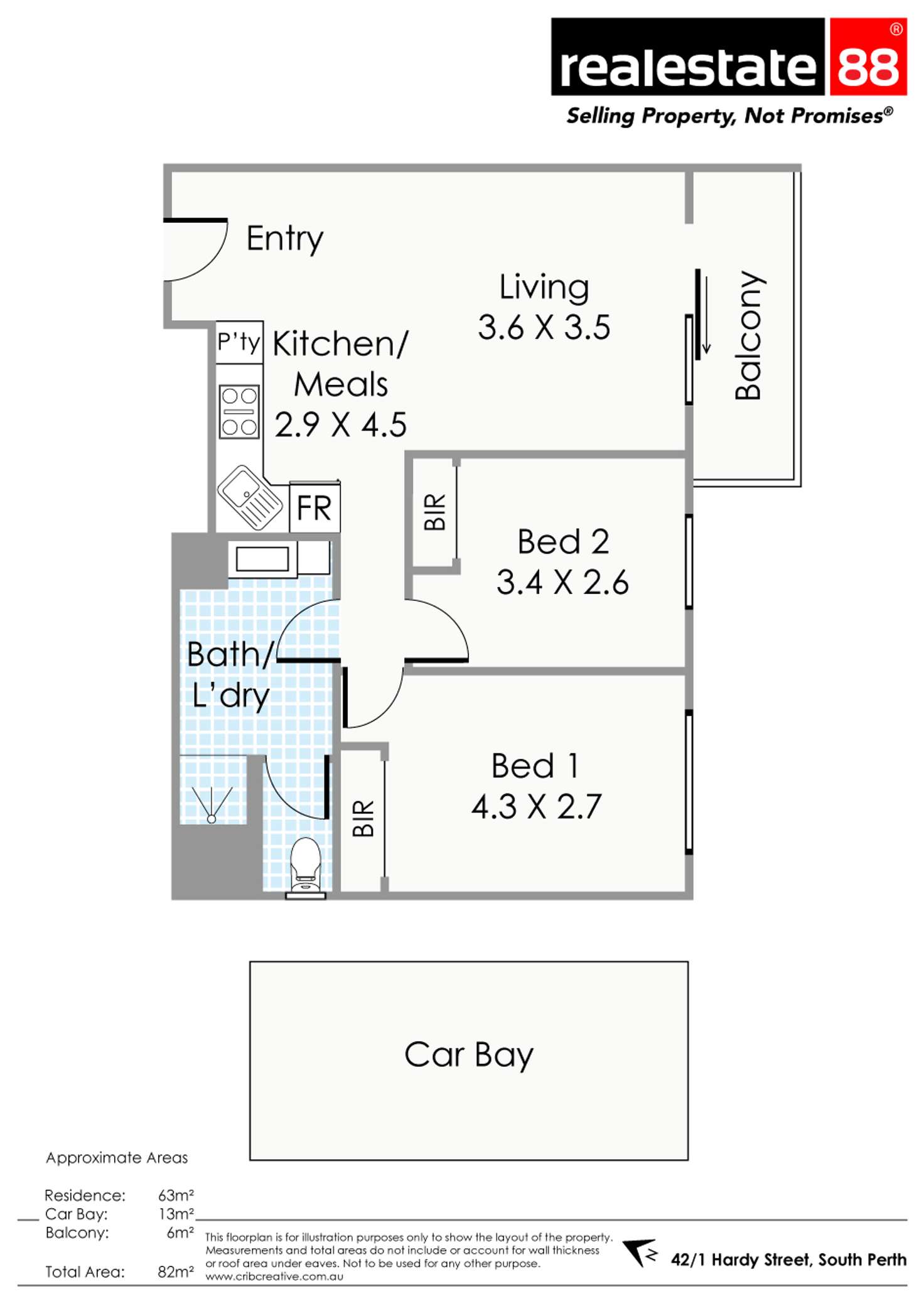Floorplan of Homely apartment listing, 42/1 Hardy Street, South Perth WA 6151