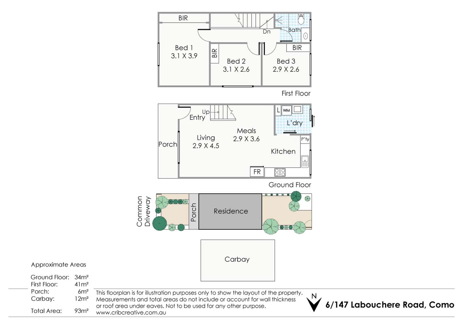 Floorplan of Homely townhouse listing, 6/147 Labouchere Road, Como WA 6152