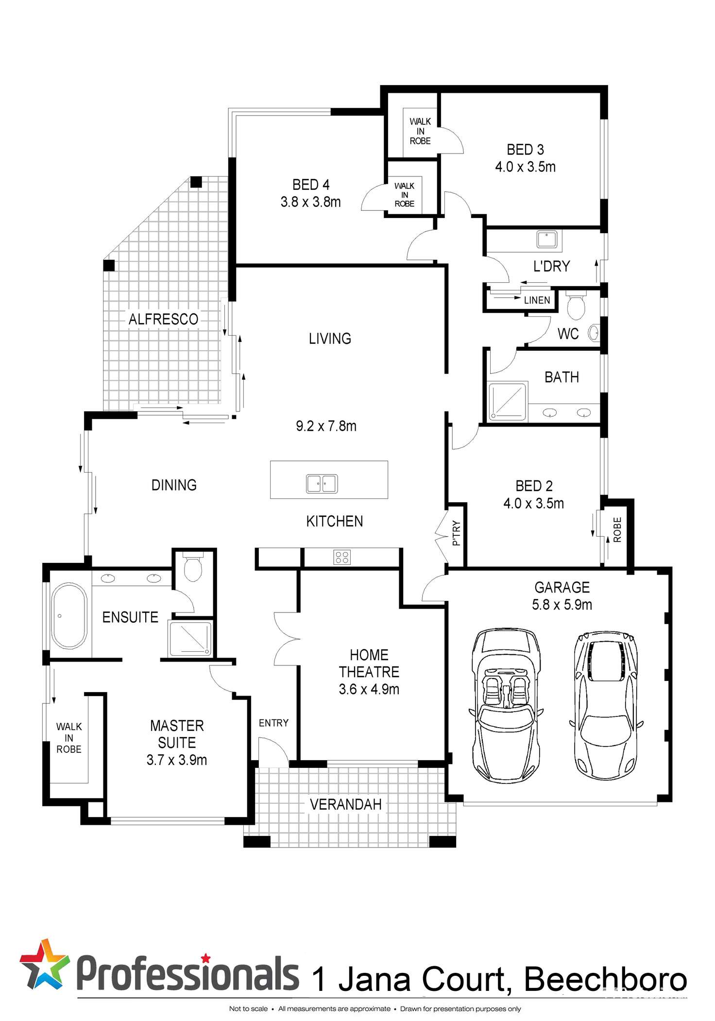 Floorplan of Homely house listing, 1 Jana Court, Beechboro WA 6063