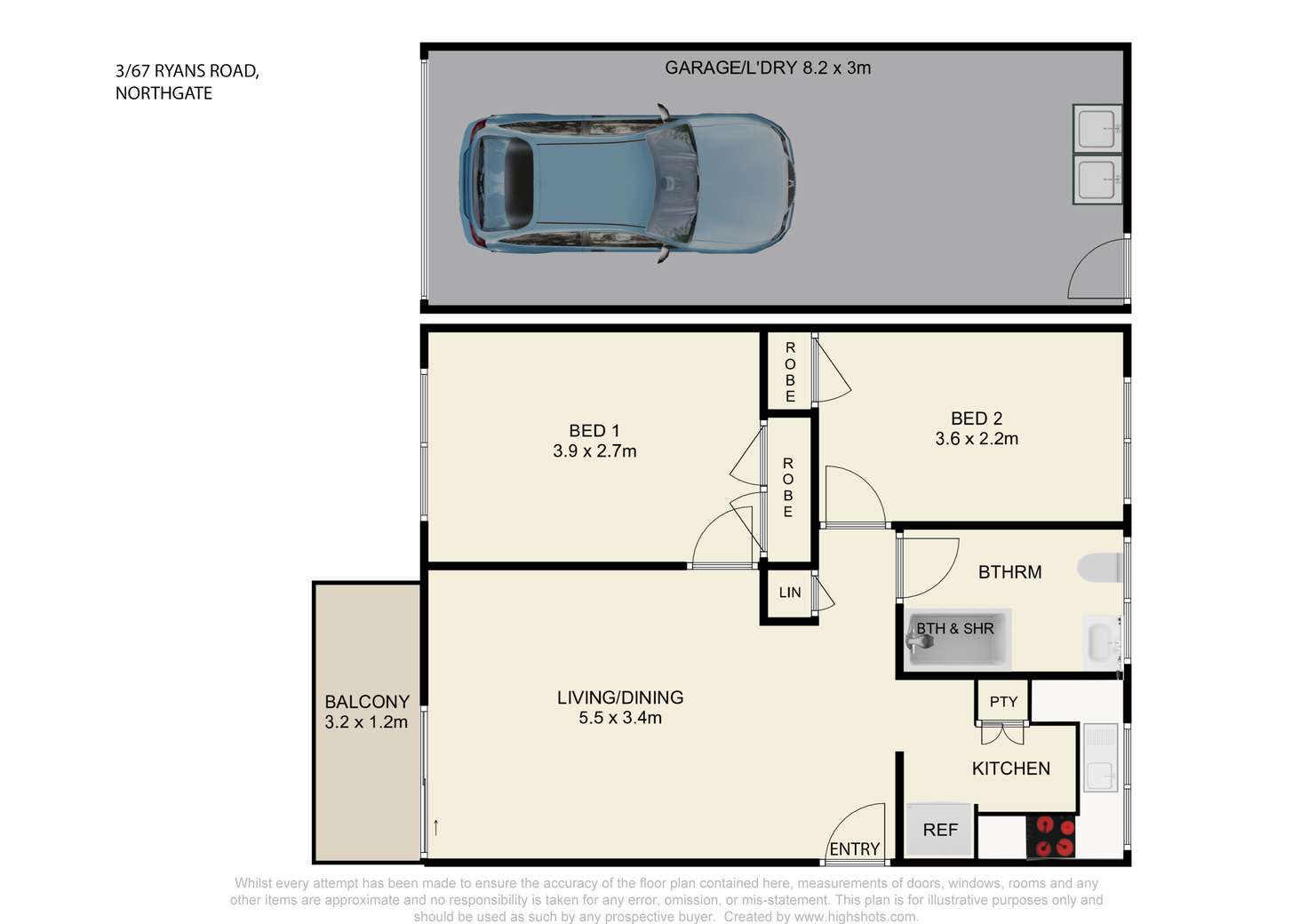 Floorplan of Homely apartment listing, 3/67 Ryans Road, Northgate QLD 4013