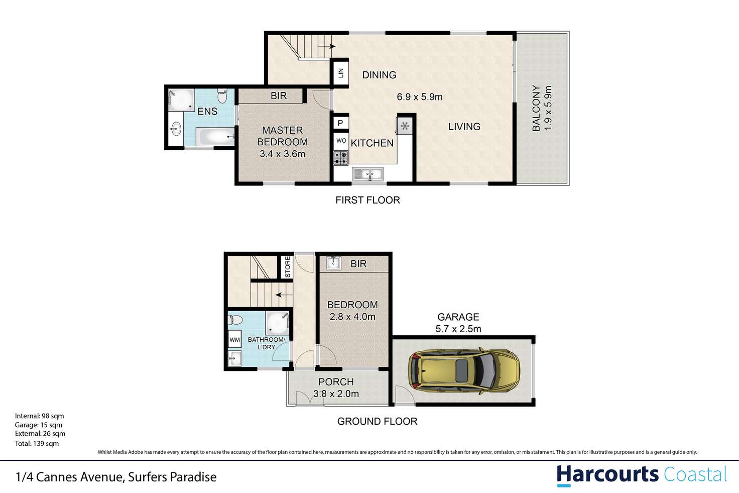 Floorplan of Homely apartment listing, 1/4 Cannes Avenue, Surfers Paradise QLD 4217