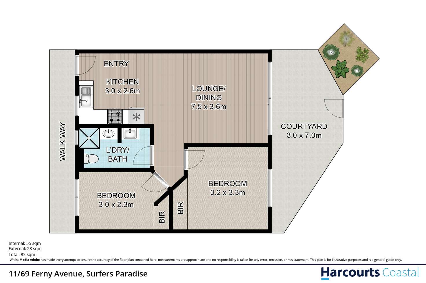 Floorplan of Homely apartment listing, 11/69-73 Ferny Avenue, Surfers Paradise QLD 4217