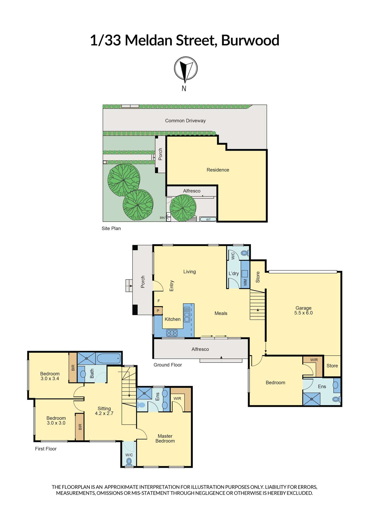 Floorplan of Homely townhouse listing, 1/33 Meldan Street, Burwood VIC 3125