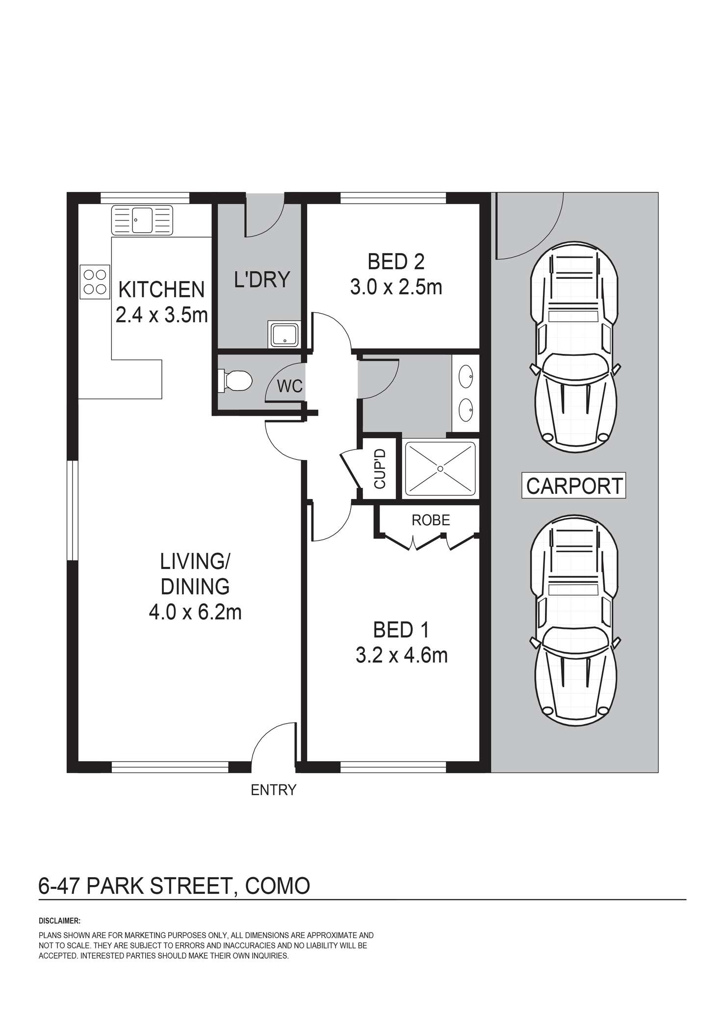 Floorplan of Homely villa listing, 6/47 Park Street, Como WA 6152