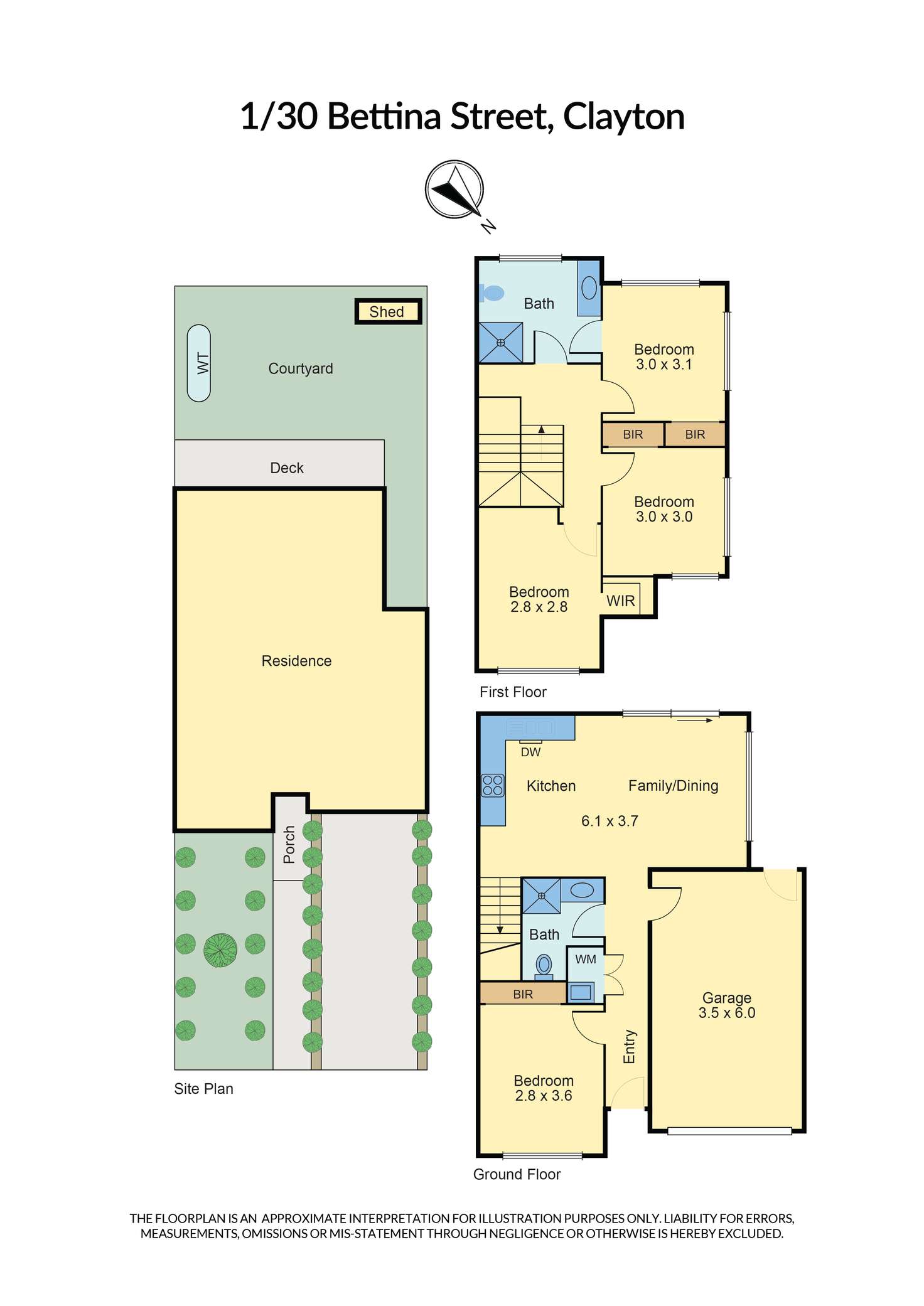 Floorplan of Homely townhouse listing, 1/30 Bettina Street, Clayton VIC 3168