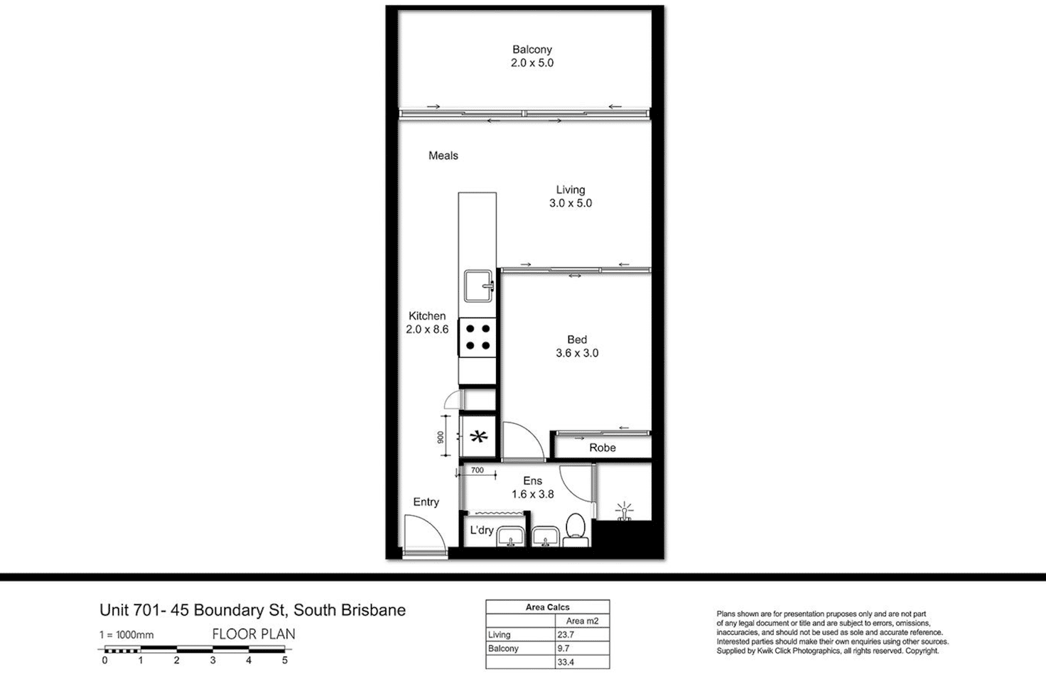 Floorplan of Homely apartment listing, 701/45 Boundary Street, South Brisbane QLD 4101