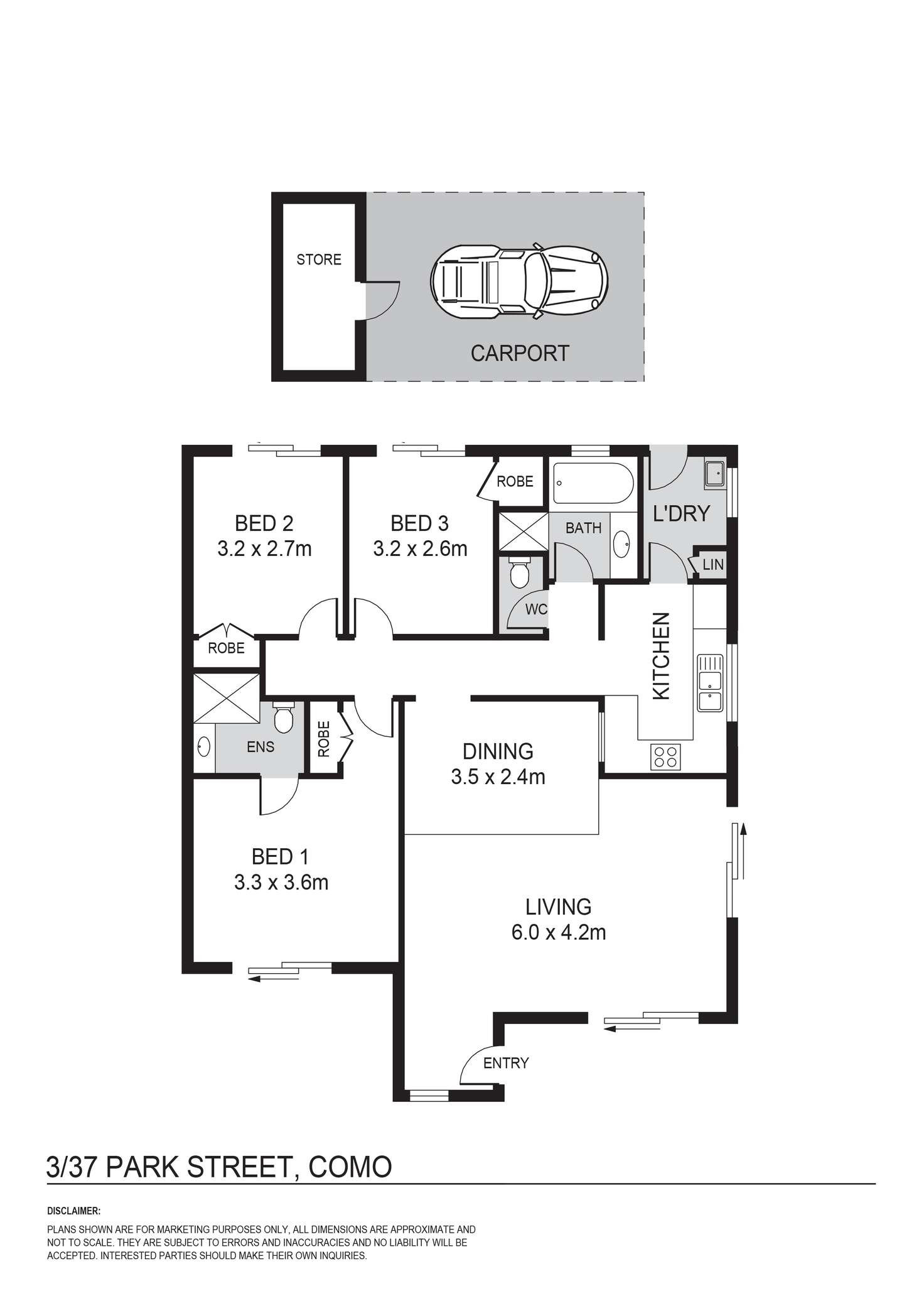 Floorplan of Homely villa listing, 3/37 Park Street, Como WA 6152