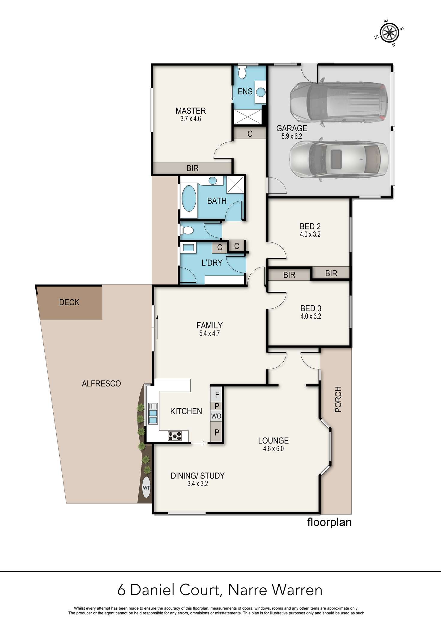 Floorplan of Homely house listing, 6 Daniel Court, Narre Warren VIC 3805