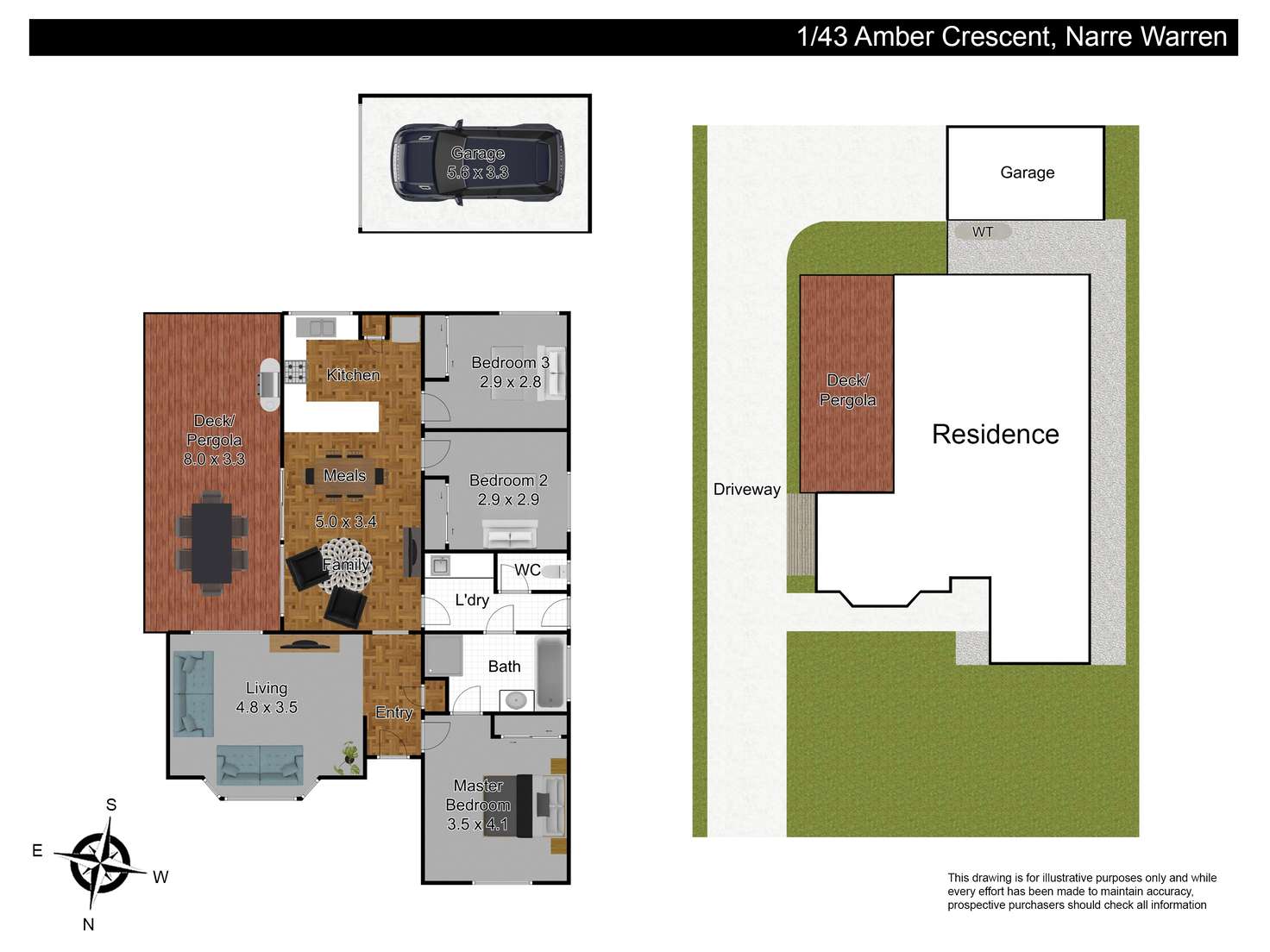 Floorplan of Homely unit listing, 1/43 Amber Crescent, Narre Warren VIC 3805