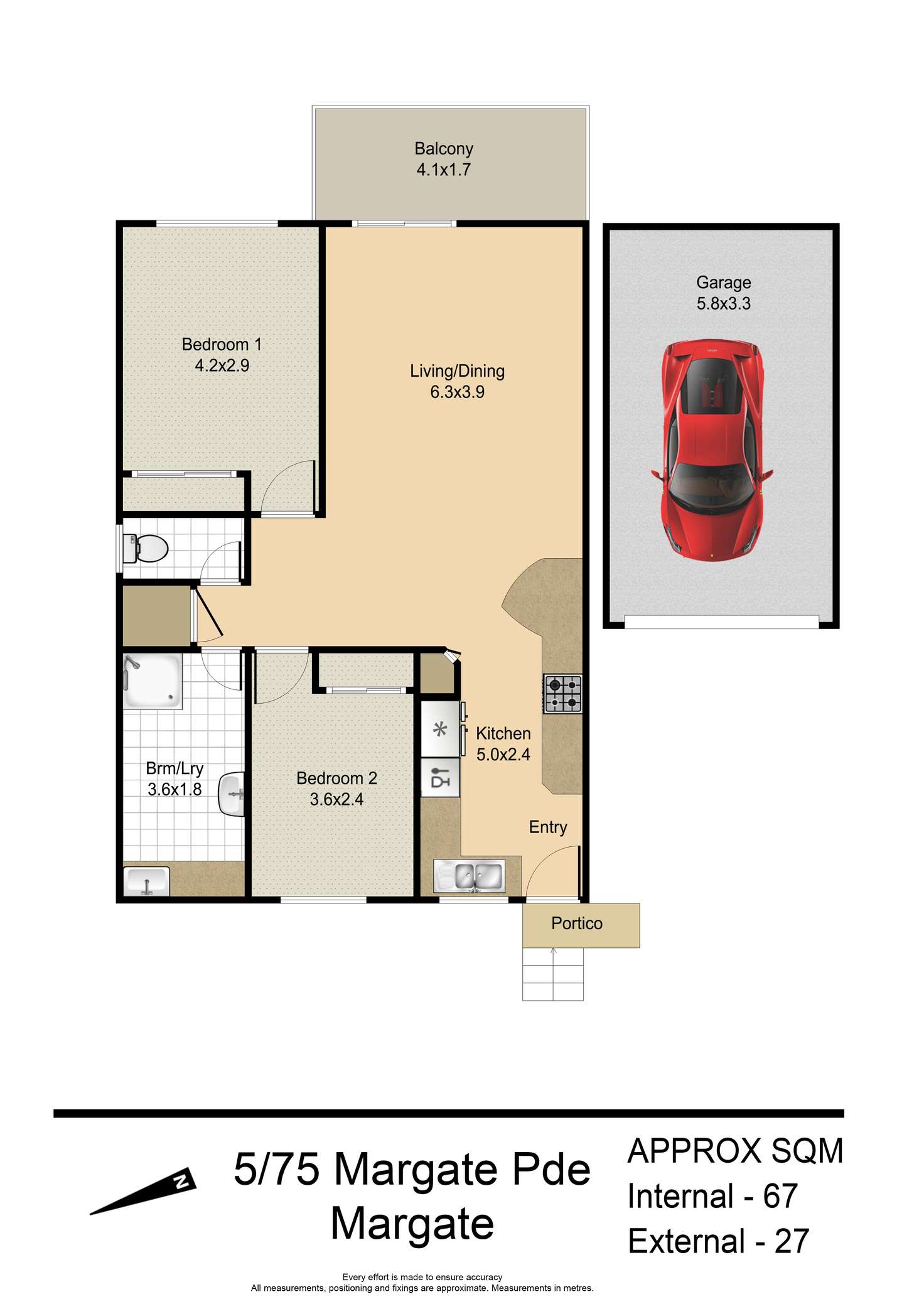 Floorplan of Homely unit listing, 5/75 Margate Parade, Margate QLD 4019