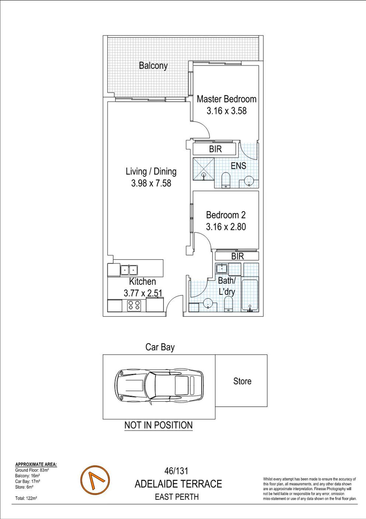 Floorplan of Homely apartment listing, 46/131 Adelaide Terrace, East Perth WA 6004