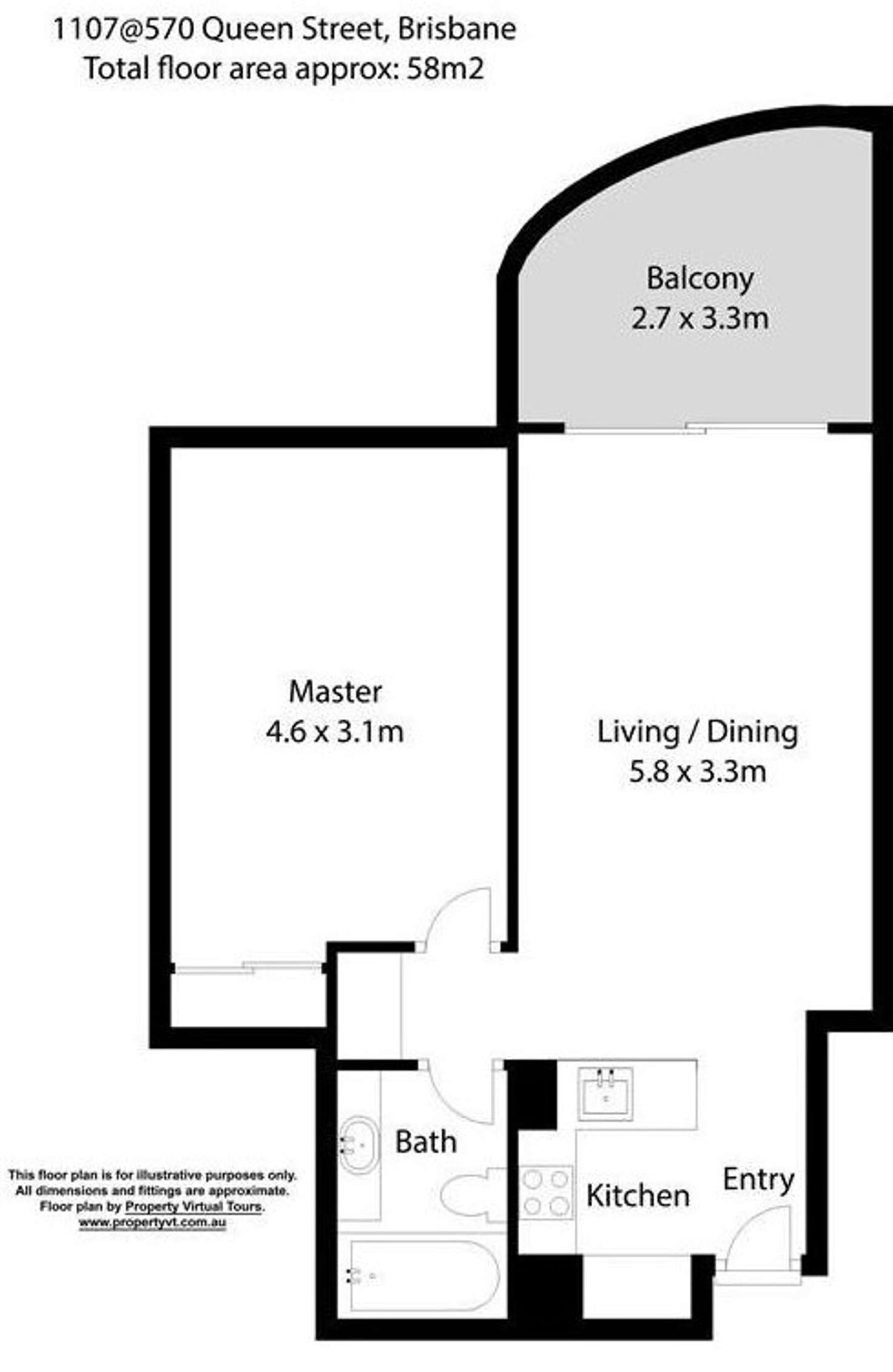Floorplan of Homely apartment listing, 1107/570 Queen Street, Brisbane City QLD 4000