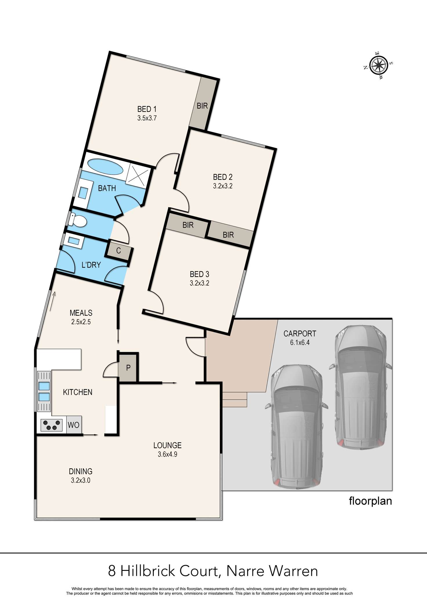 Floorplan of Homely house listing, 8 Hillbrick Court, Narre Warren VIC 3805